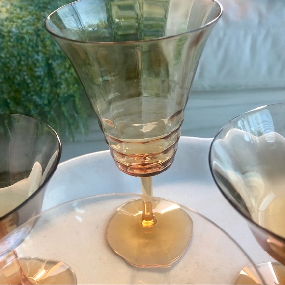 📌$20! Vintage Amber Stemware - 4 pcs Add to your collection - Picture 4 of 6
